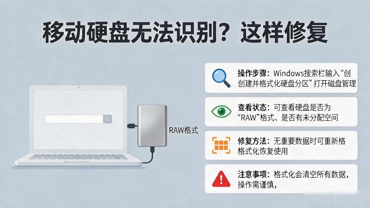 移动硬盘无法识别？试试磁盘检测工具绿色版，快速修复坏道