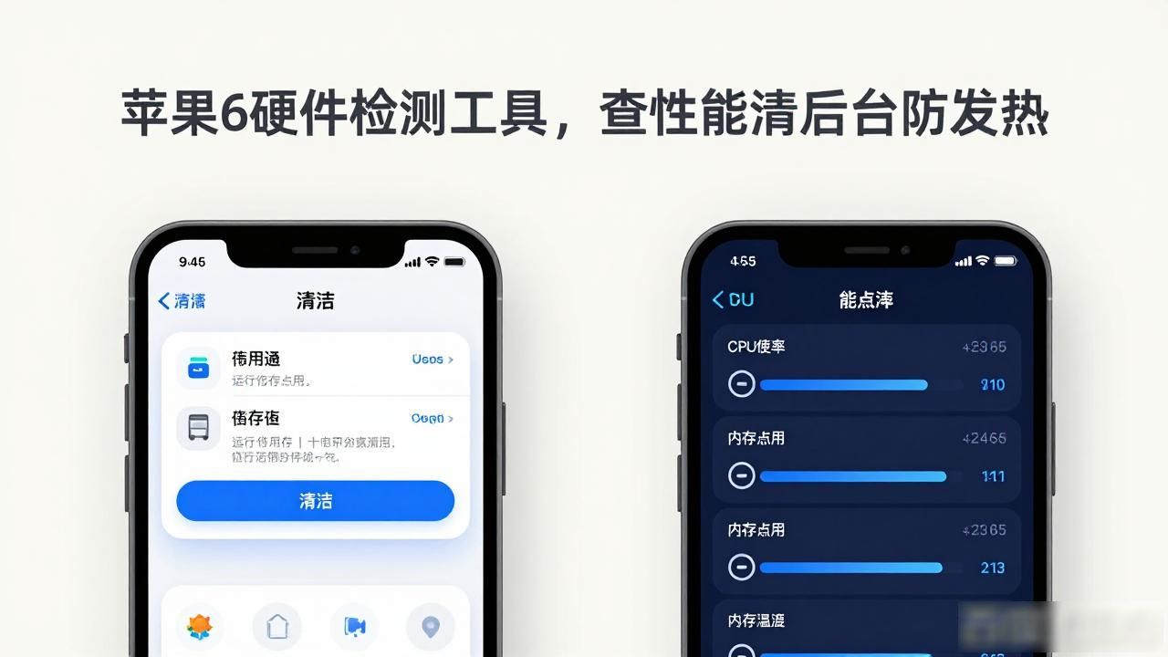 苹果6硬件检测工具，查性能清后台防发热