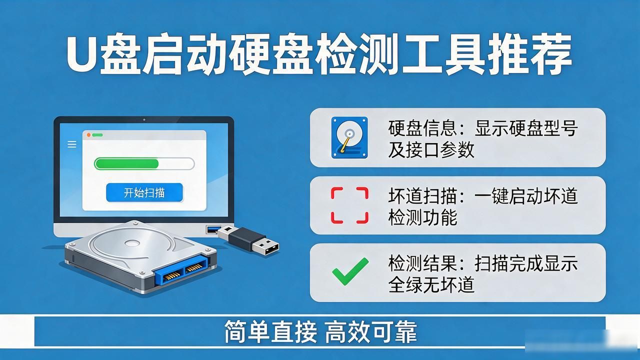 u盘启动硬盘检测工具哪个好？推荐简单直接的坏道扫描工具
