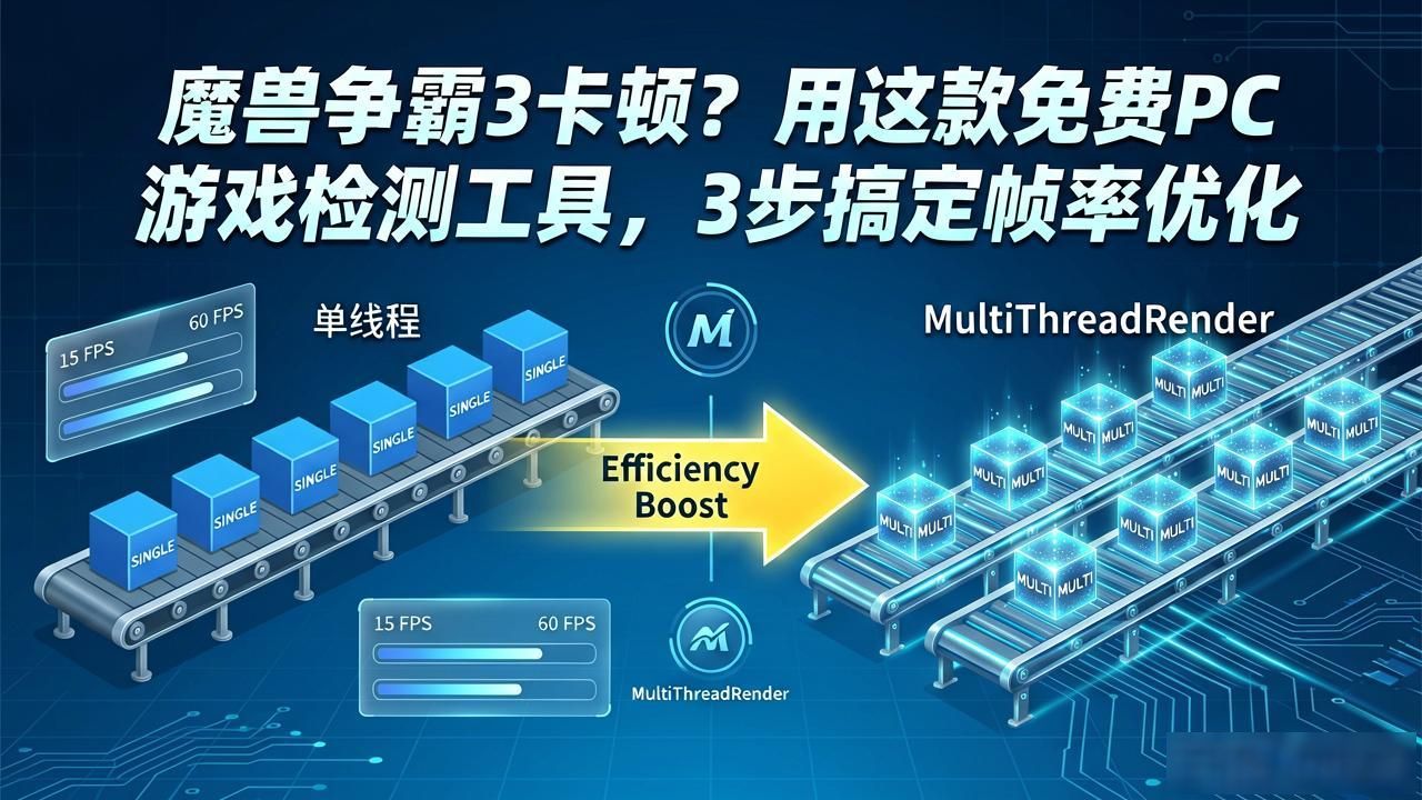 魔兽争霸3卡顿？用这款免费PC游戏检测工具，3步搞定帧率优化