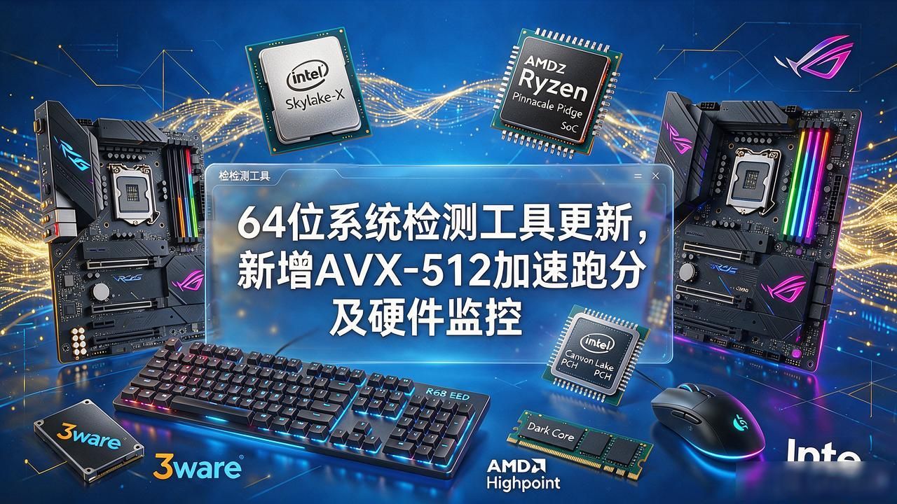 64位系统检测工具更新，新增AVX-512加速跑分及硬件监控