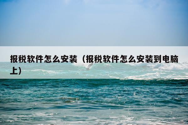 报税软件怎么安装（报税软件怎么安装到电脑上）