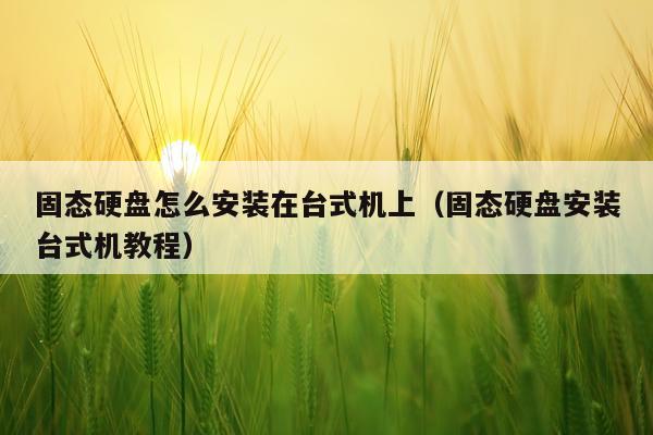固态硬盘怎么安装在台式机上（固态硬盘安装台式机教程）