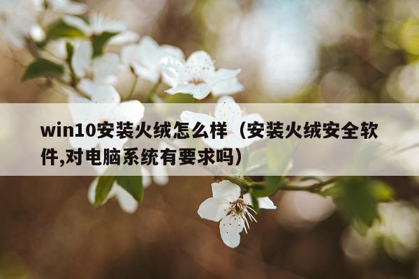 win10安装火绒怎么样（安装火绒安全软件,对电脑系统有要求吗）