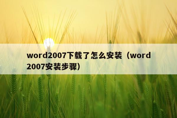 word2007下载了怎么安装（word2007安装步骤）