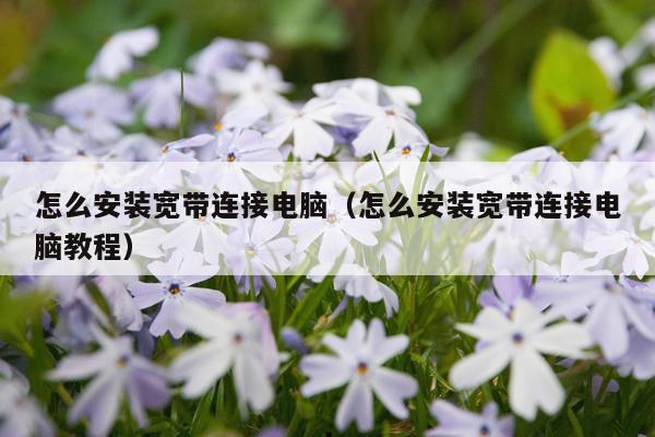 怎么安装宽带连接电脑(怎么安装宽带连接电脑教程)