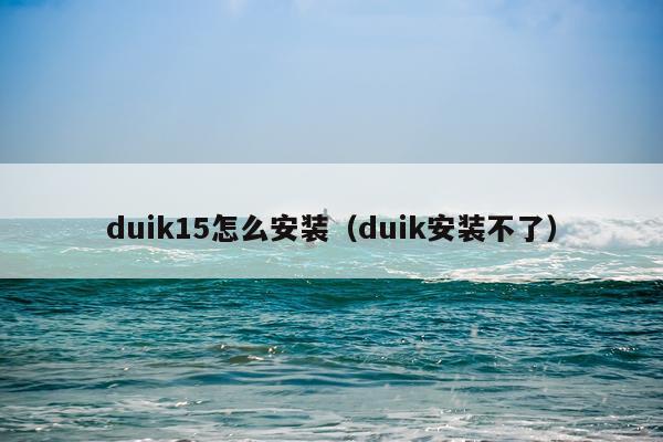 duik15怎么安装(duik安装不了)