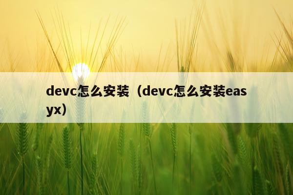 devc怎么安装(devc怎么安装easyx)