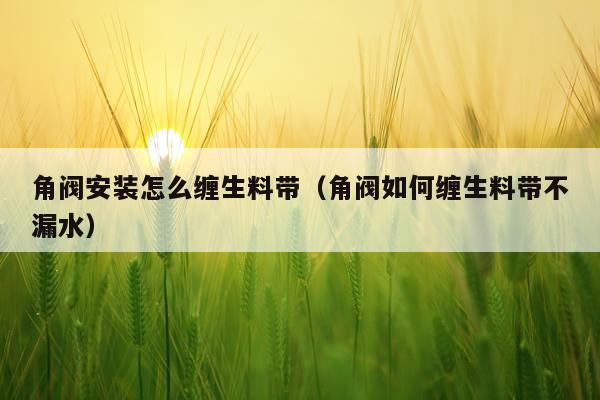 角阀安装怎么缠生料带(角阀如何缠生料带不漏水)