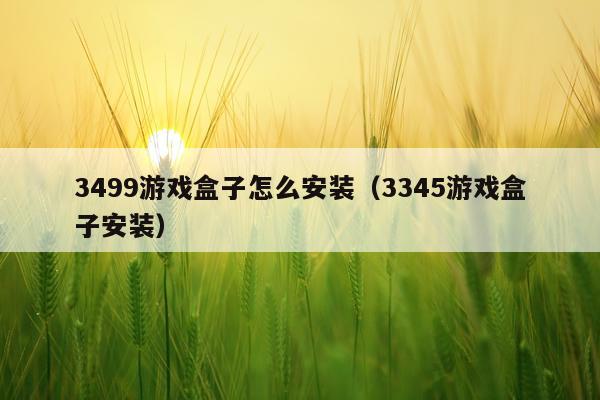 3499游戏盒子怎么安装(3345游戏盒子安装)
