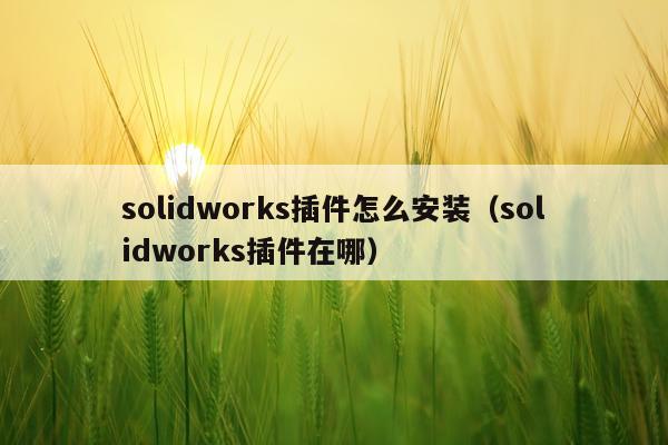 solidworks插件怎么安装（solidworks插件在哪）