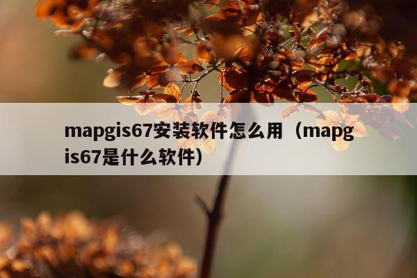 mapgis67安装软件怎么用(mapgis67是什么软件)