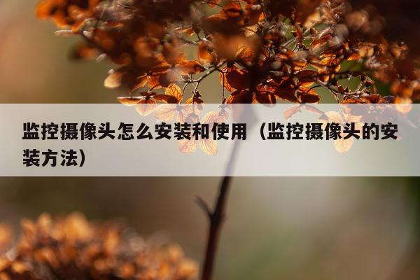 监控摄像头怎么安装和使用(监控摄像头的安装方法)