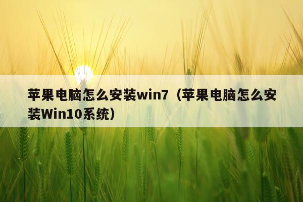 苹果电脑怎么安装win7(苹果电脑怎么安装Win10系统)