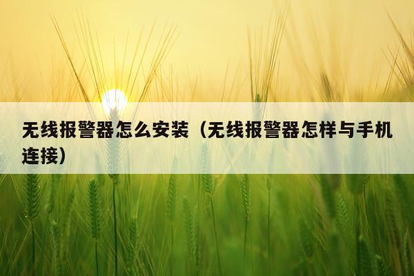 无线报警器怎么安装(无线报警器怎样与手机连接)