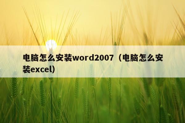 电脑怎么安装word2007(电脑怎么安装excel)