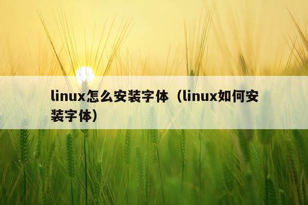 linux怎么安装字体(linux如何安装字体)