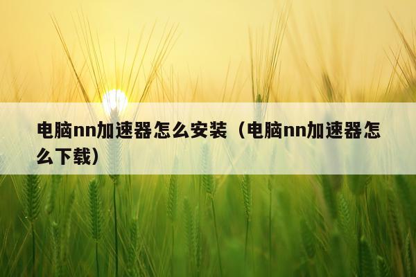 电脑nn加速器怎么安装(电脑nn加速器怎么下载)