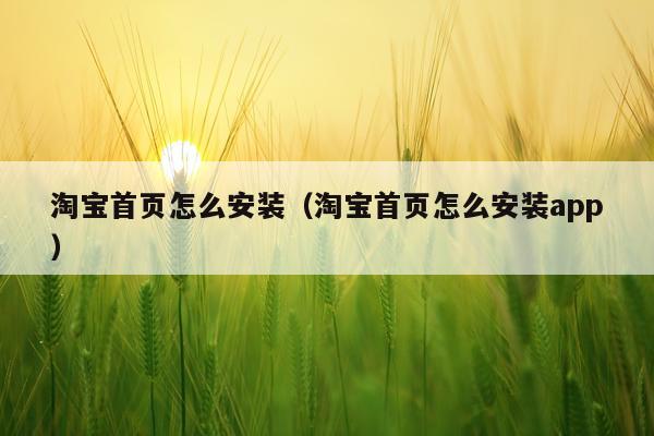 淘宝首页怎么安装(淘宝首页怎么安装app)
