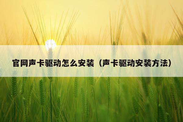 官网声卡驱动怎么安装(声卡驱动安装方法)
