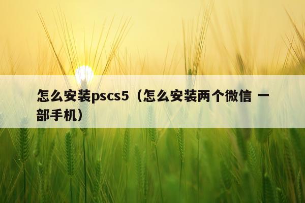 怎么安装pscs5(怎么安装两个微信 一部手机)