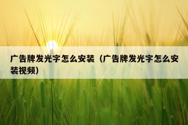 广告牌发光字怎么安装(广告牌发光字怎么安装视频)