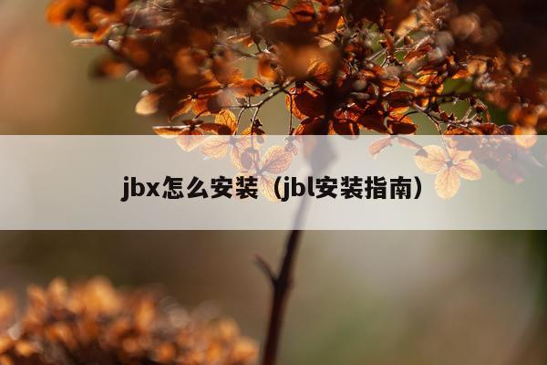 jbx怎么安装(jbl安装指南)