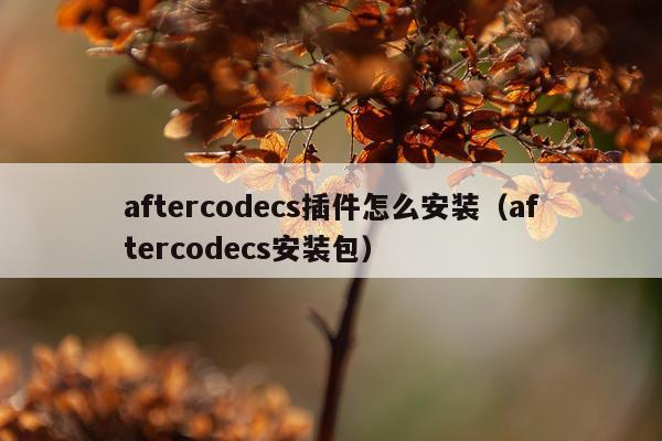 aftercodecs插件怎么安装(aftercodecs安装包)