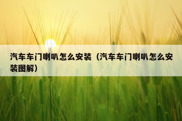 汽车车门喇叭怎么安装(汽车车门喇叭怎么安装图解)