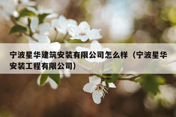 宁波星华建筑安装有限公司怎么样(宁波星华安装工程有限公司)