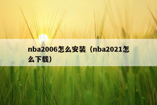 nba2006怎么安装(nba2021怎么下载)