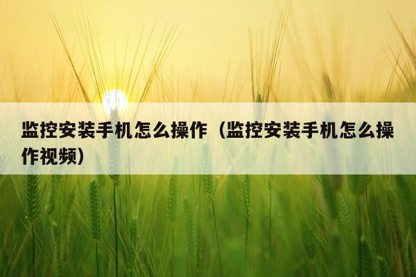 监控安装手机怎么操作(监控安装手机怎么操作视频)
