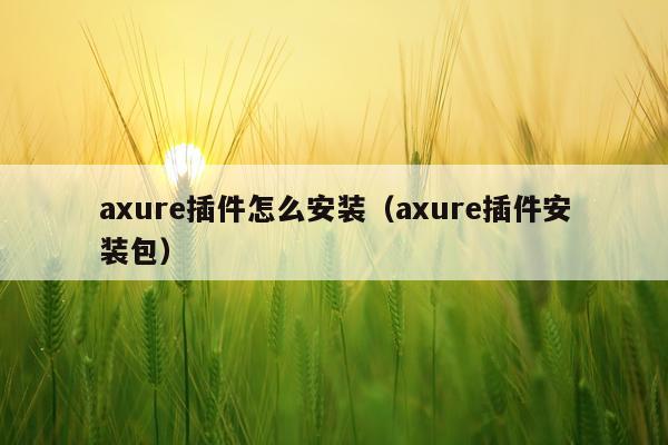 axure插件怎么安装(axure插件安装包)