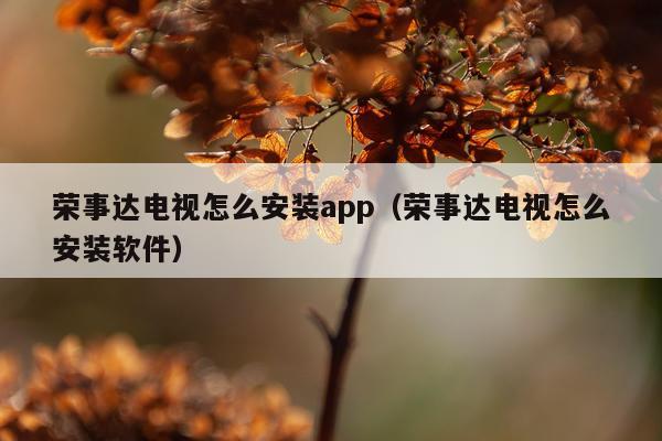 荣事达电视怎么安装app(荣事达电视怎么安装软件)