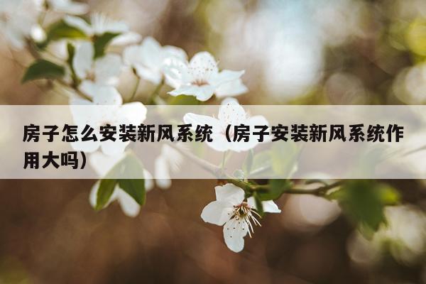 房子怎么安装新风系统(房子安装新风系统作用大吗)