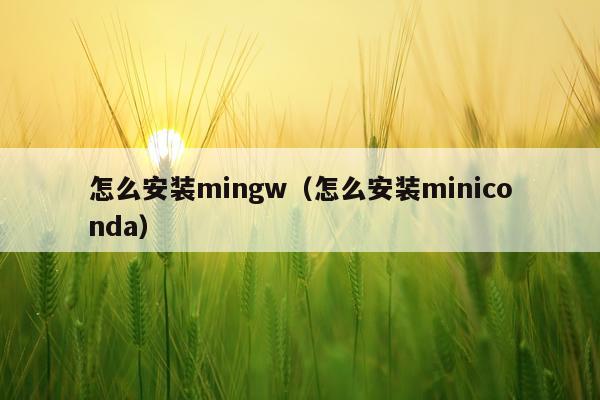 怎么安装mingw(怎么安装miniconda)
