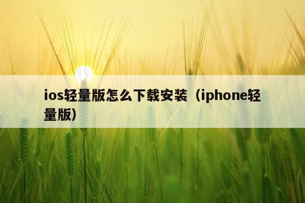 ios轻量版怎么下载安装(iphone轻量版)