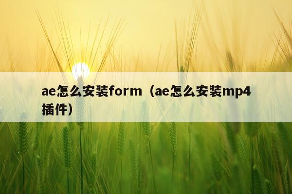 ae怎么安装form(ae怎么安装mp4插件)