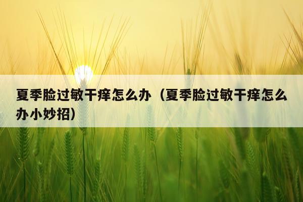 夏季脸过敏干痒怎么办（夏季脸过敏干痒怎么办小妙招）