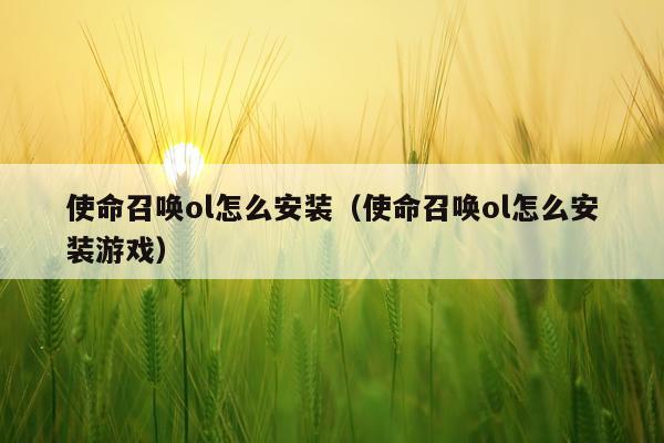 使命召唤ol怎么安装(使命召唤ol怎么安装游戏)
