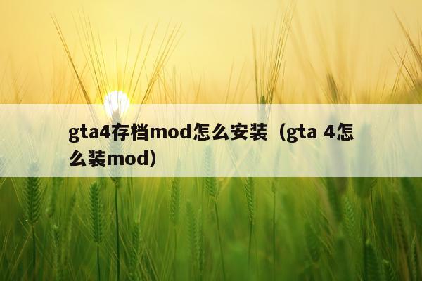 gta4存档mod怎么安装(gta 4怎么装mod)