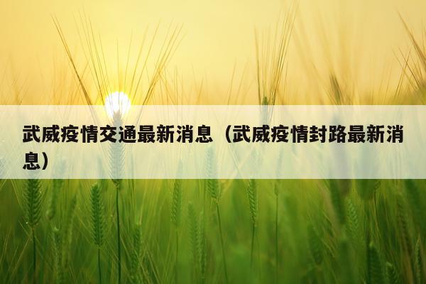 武威疫情交通最新消息（武威疫情封路最新消息）