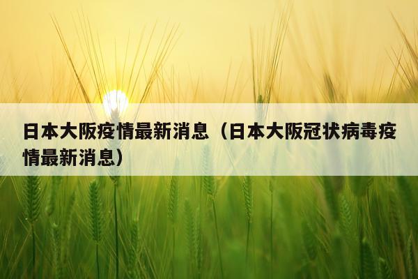 日本大阪疫情最新消息(日本大阪冠状病毒疫情最新消息)