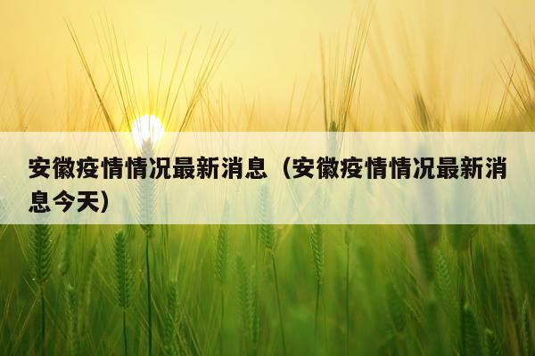 安徽疫情情况最新消息(安徽疫情情况最新消息今天)
