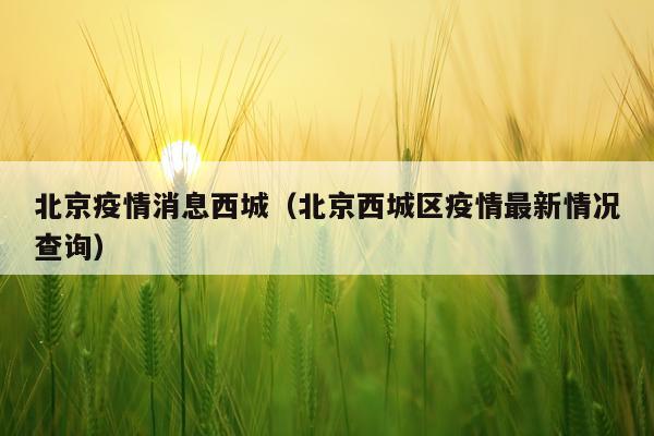 北京疫情消息西城(北京西城区疫情最新情况查询)