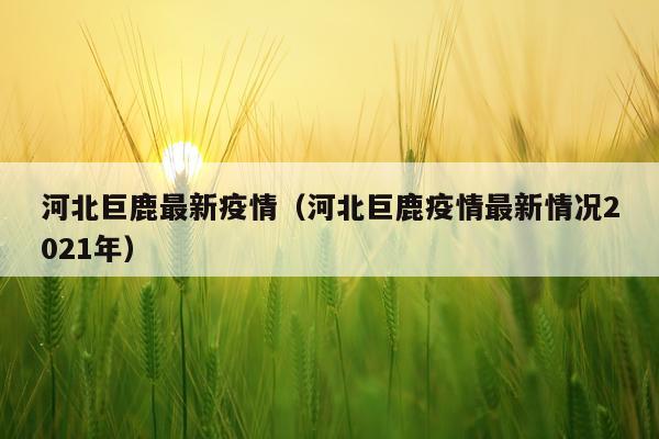 河北巨鹿最新疫情(河北巨鹿疫情最新情况2021年)