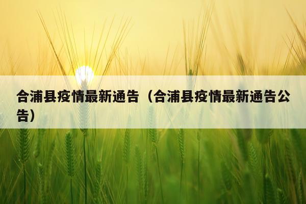 合浦县疫情最新通告(合浦县疫情最新通告公告)