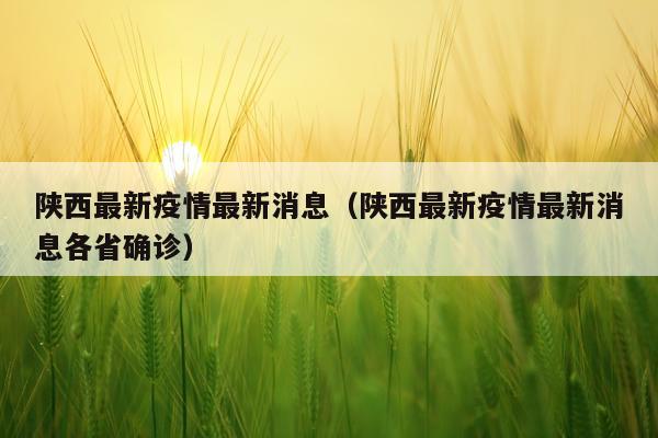 陕西最新疫情最新消息（陕西最新疫情最新消息各省确诊）