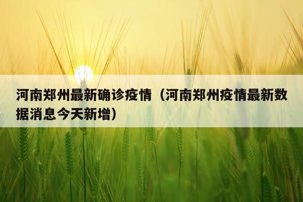 河南郑州最新确诊疫情(河南郑州疫情最新数据消息今天新增)