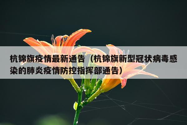 杭锦旗疫情最新通告(杭锦旗新型冠状病毒感染的肺炎疫情防控指挥部通告)